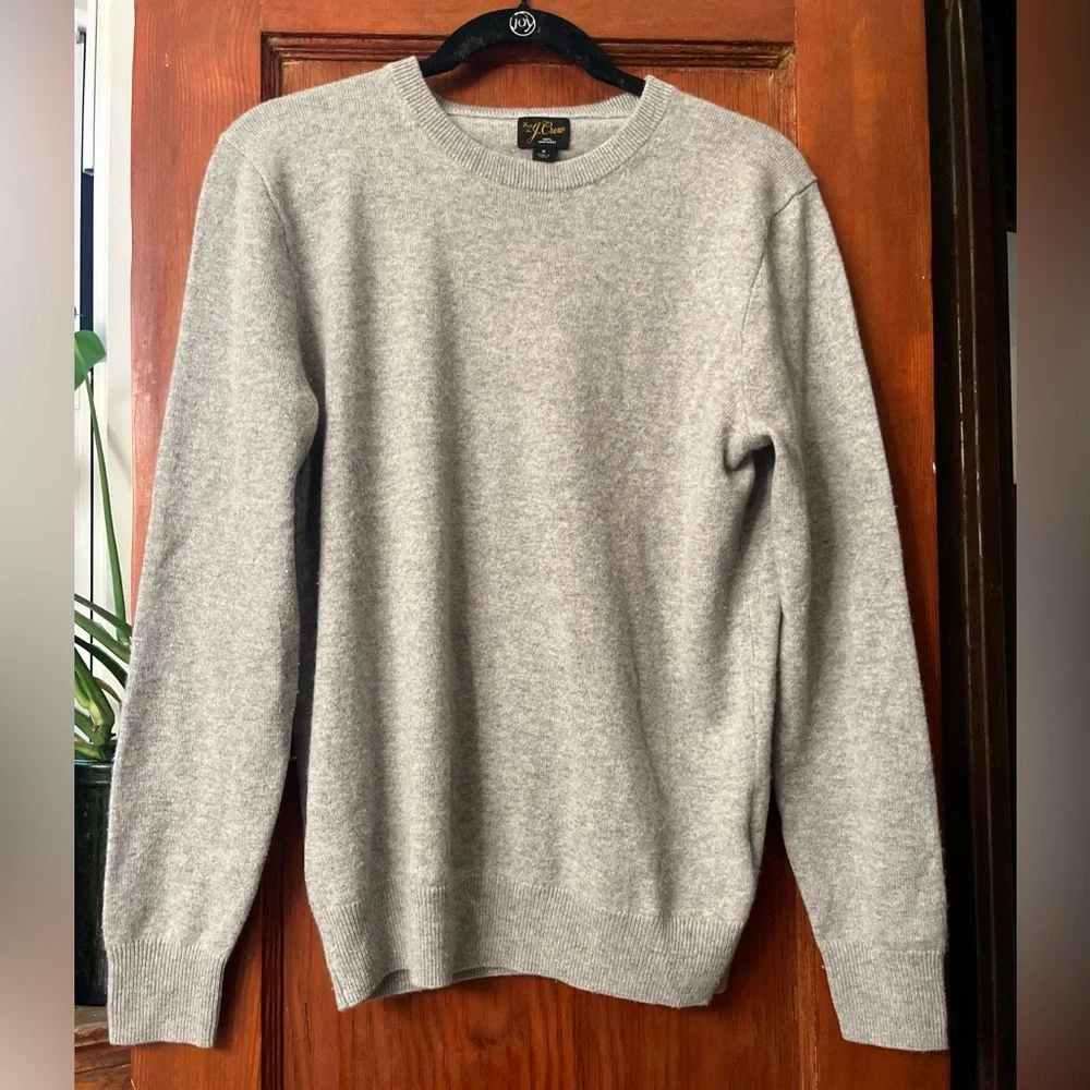 J. Crew Men's 100% Cashmere Crew Neck Pullover Gray Style BE895 Size Small